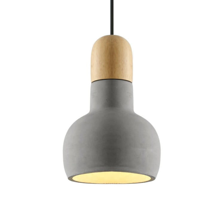 Betonghänglampa OLO med trädetaljer Ø 21 cm