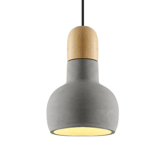 Betonghänglampa OLO med trädetaljer Ø 21 cm