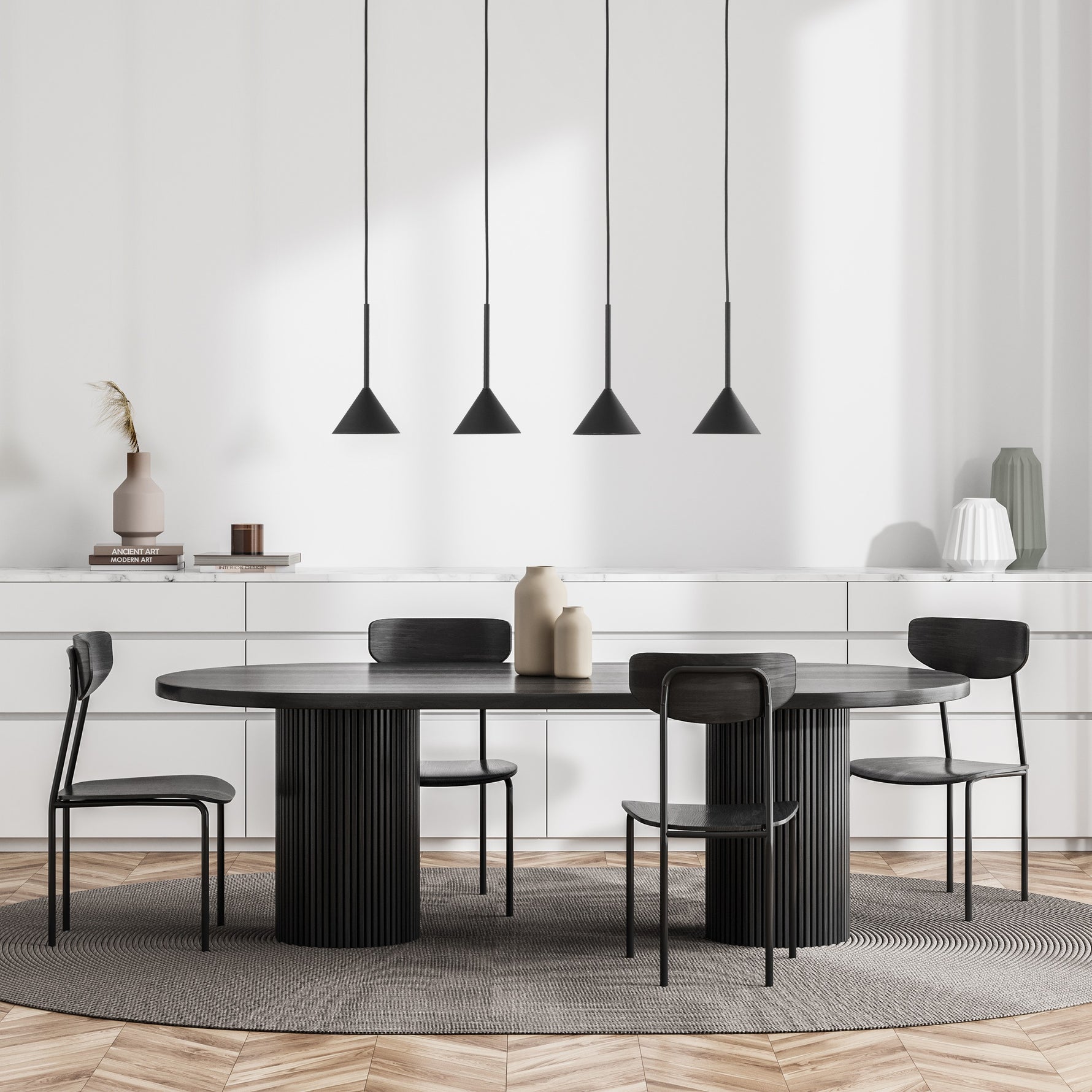 CONO SVART Pendellampa 3 Ø75cm