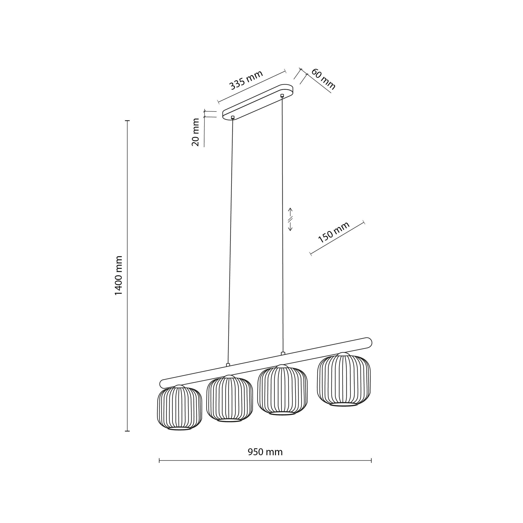 SALVIA BRUN HÄNGLAMPA 4 Ø95cm