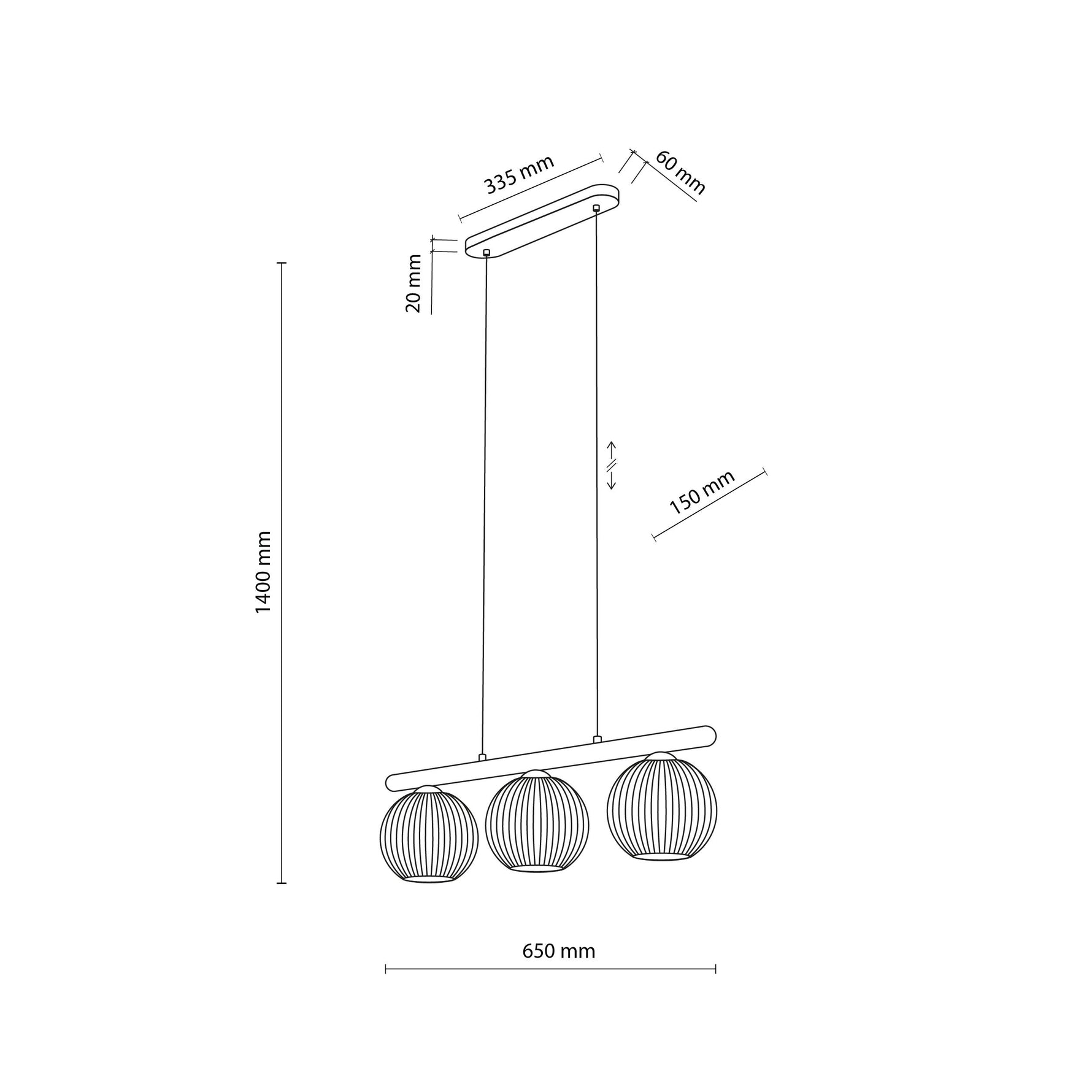 VIRLO Vit Pendellampa 3
