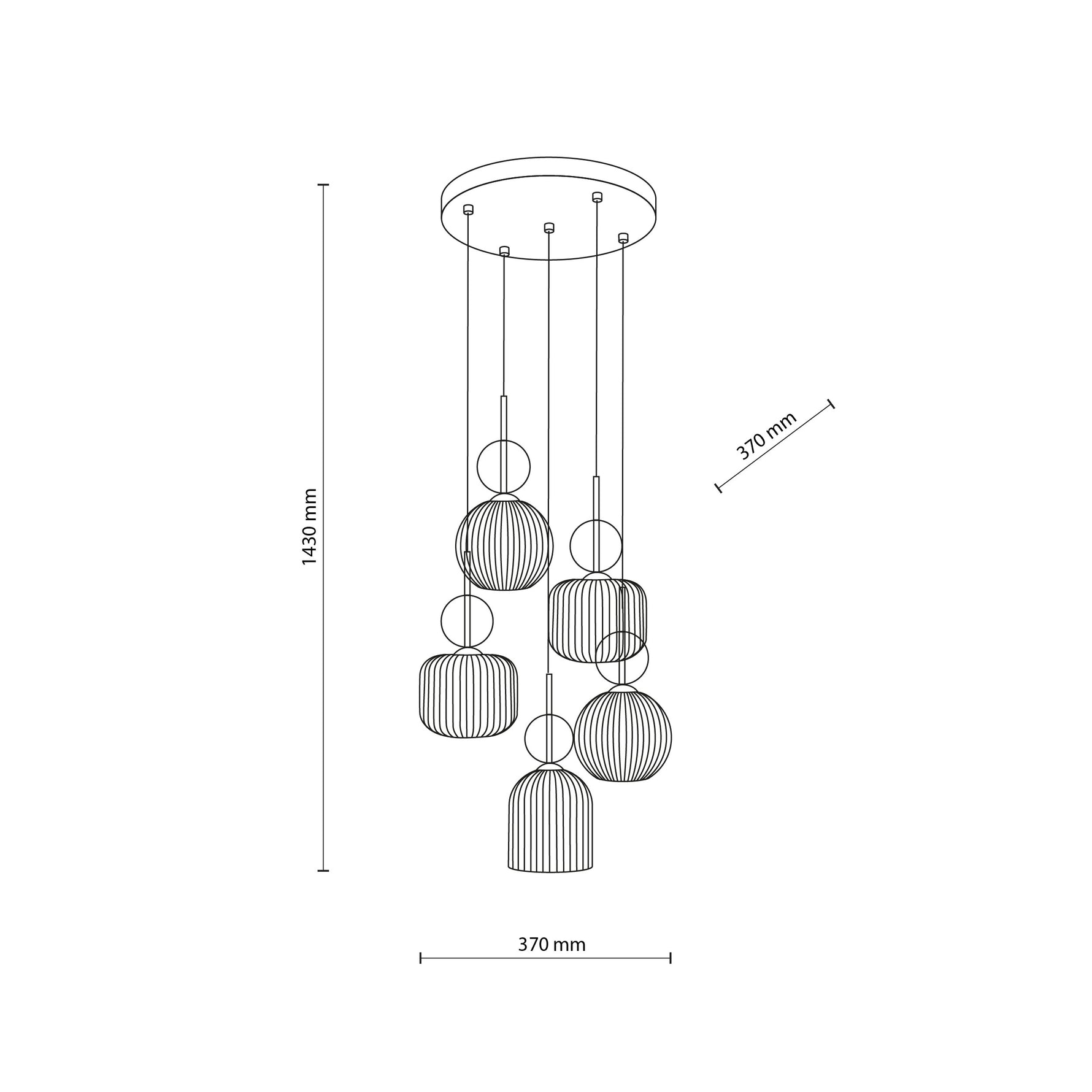 SOPHIA Vit Pendellampa lampa 5×E14