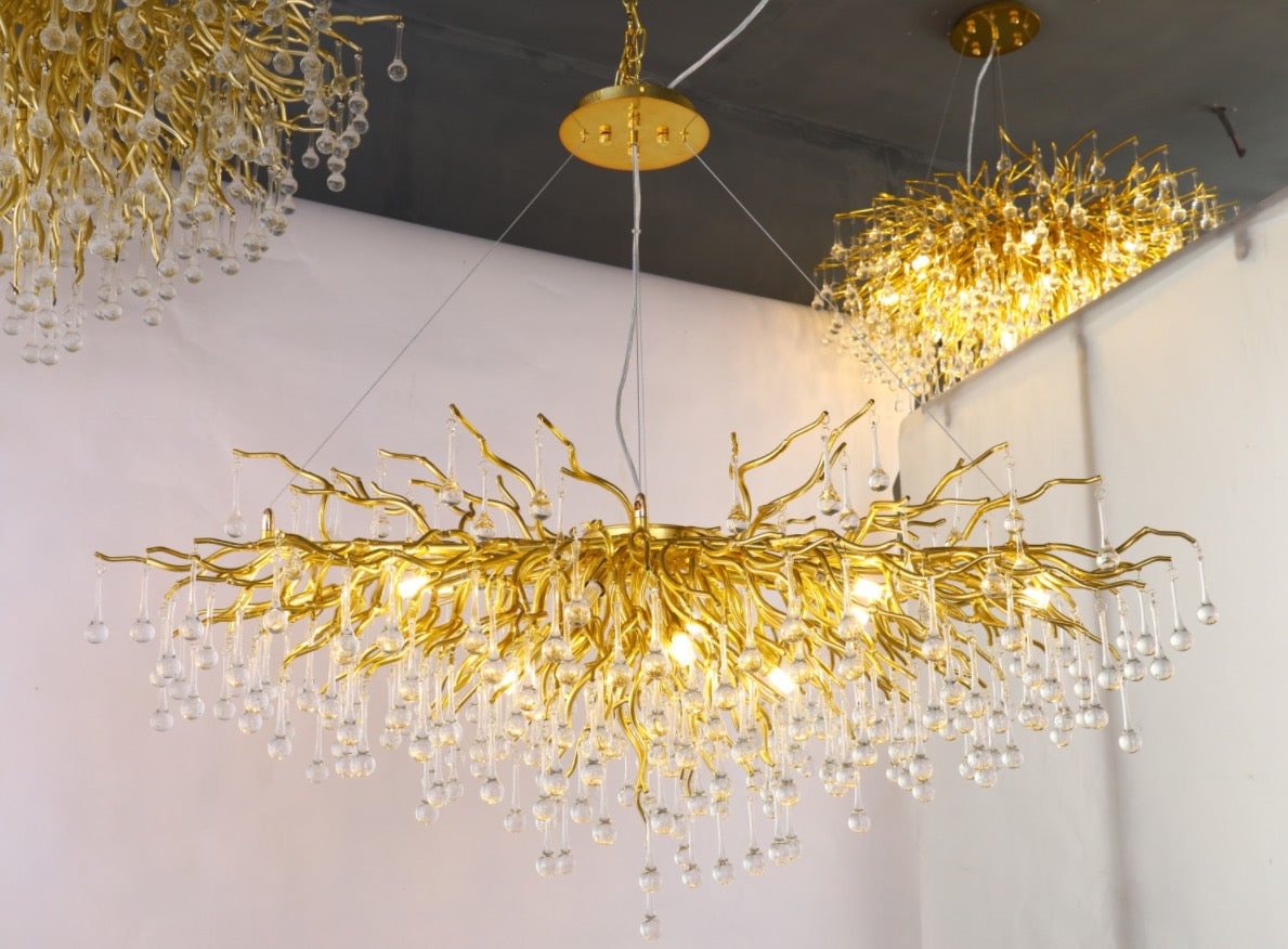 AQUA DROPS GULD OVAL Pendellampa 150CM