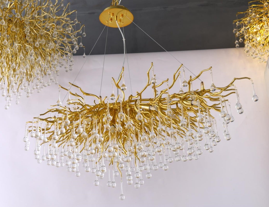 AQUA DROPS GULD OVAL Pendellampa 150CM