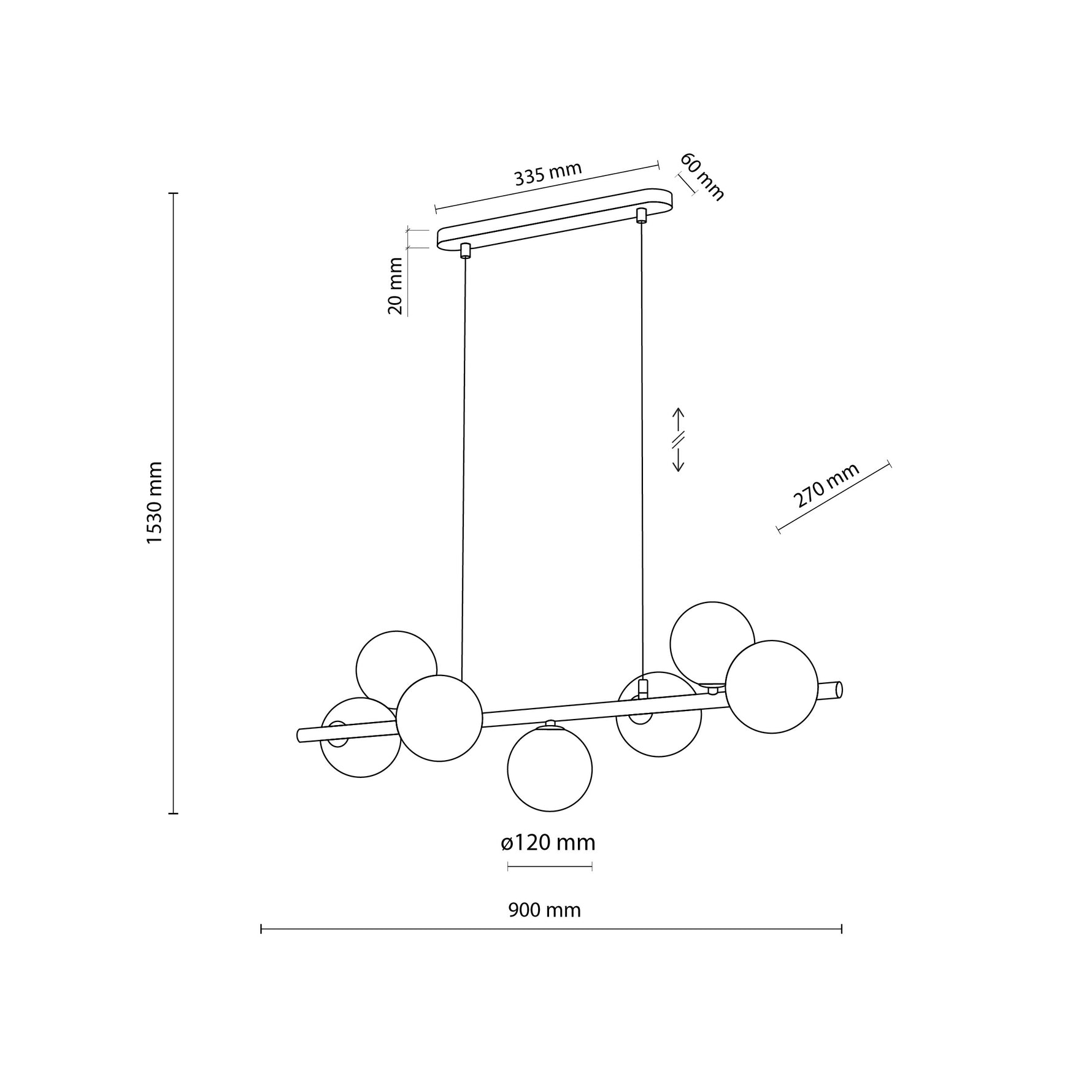 ESTER SVART Pendellampa 7