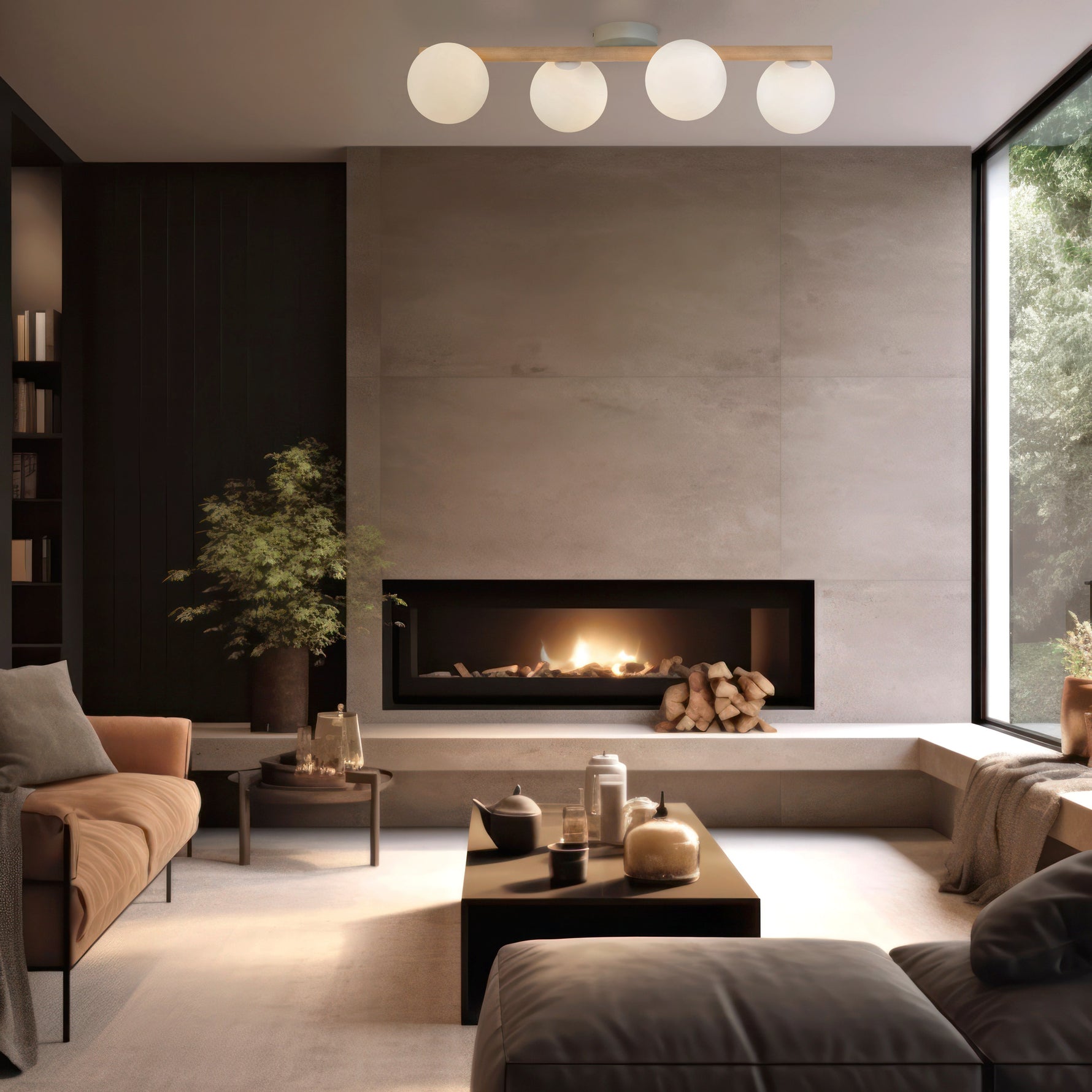 ESTER Trä Vit Taklampa 4