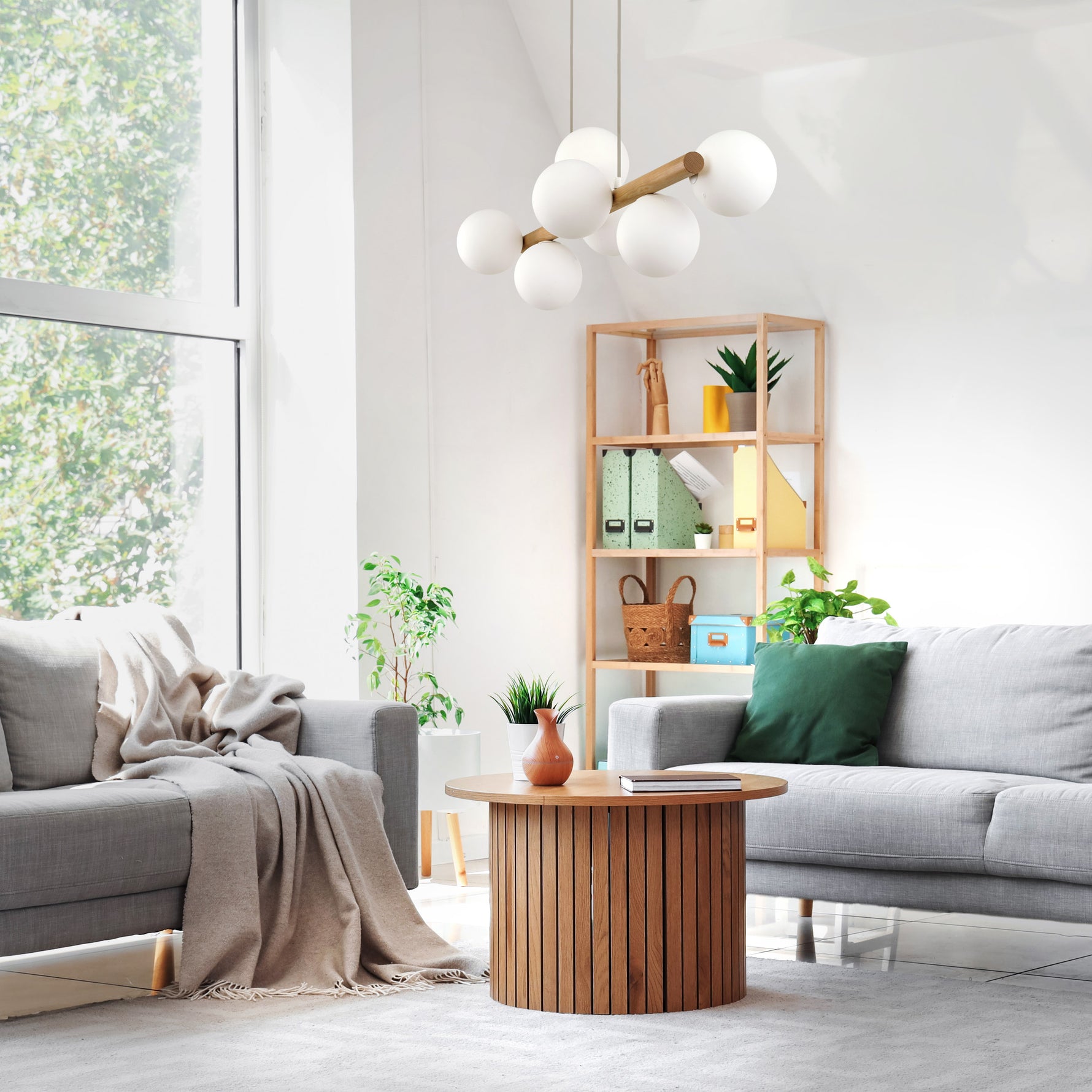 ESTER Trä Vit Pendellampa 7