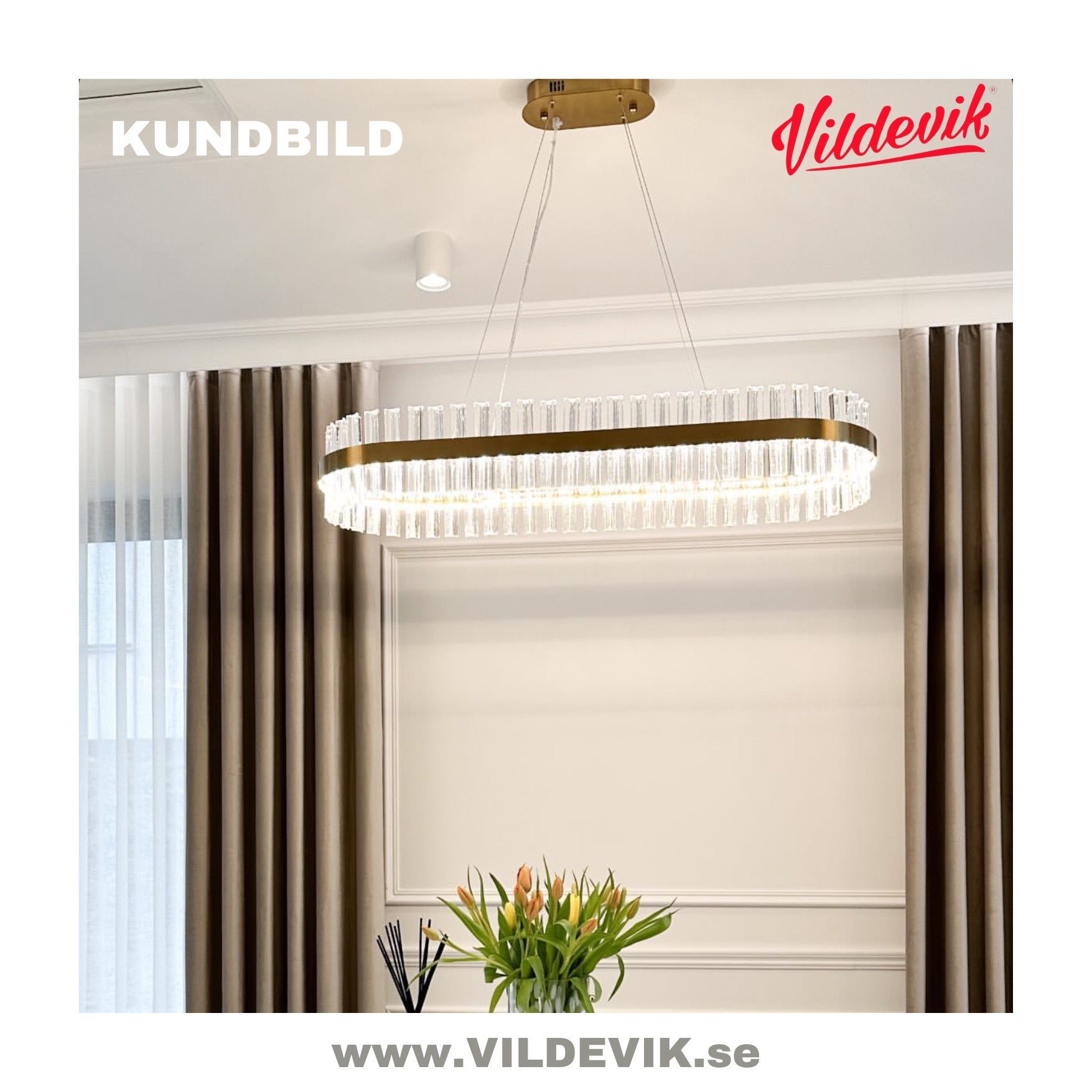 MONAKO OVAL Guld 100cm Pendellampa