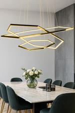 GEOMETRIC Rostfri guld Pendellampa 100cm+80cm+60cm