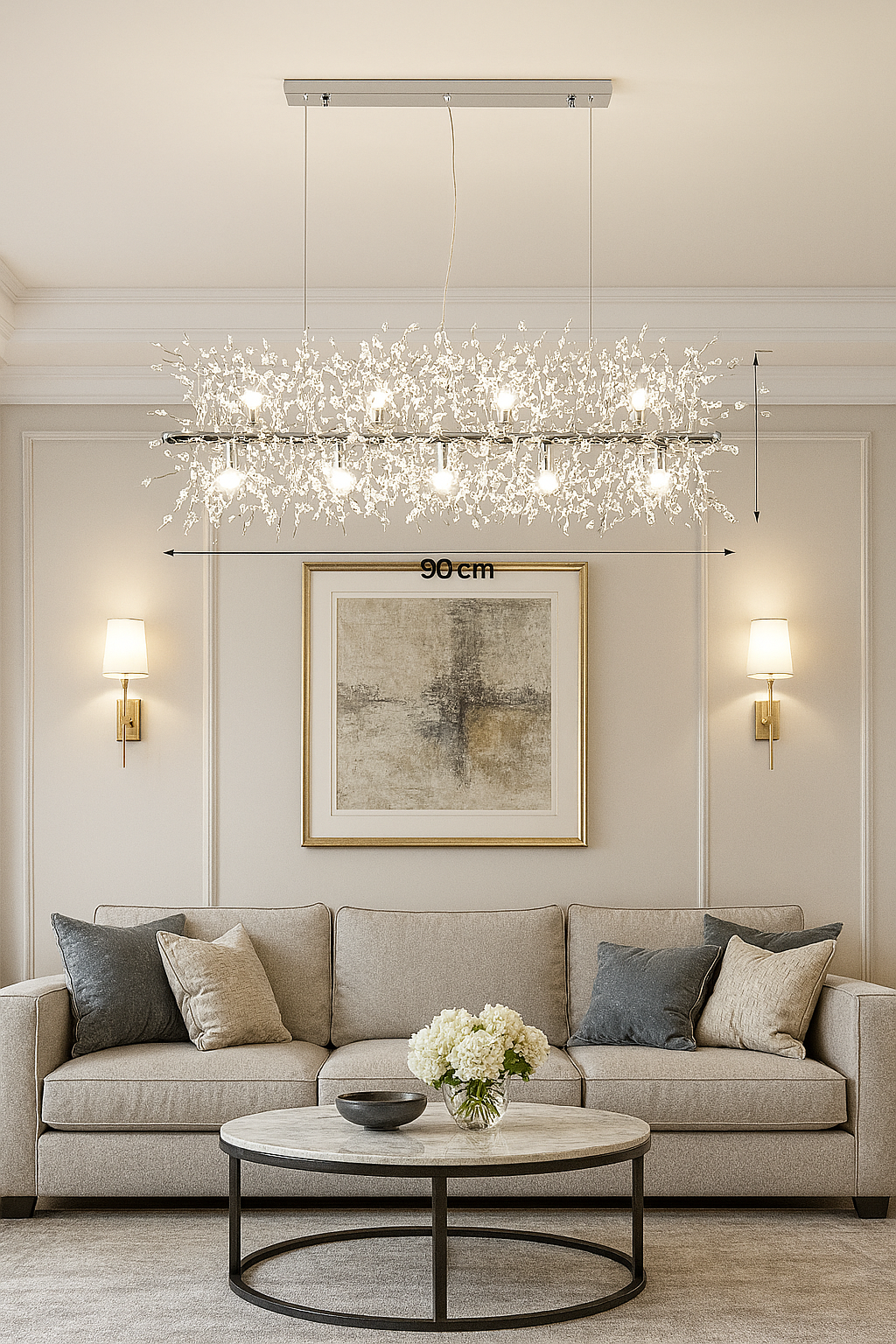 STARDUST Silver krom Pendellampa 90CM