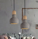 Betonghänglampa OLO med trädetaljer Ø 21 cm