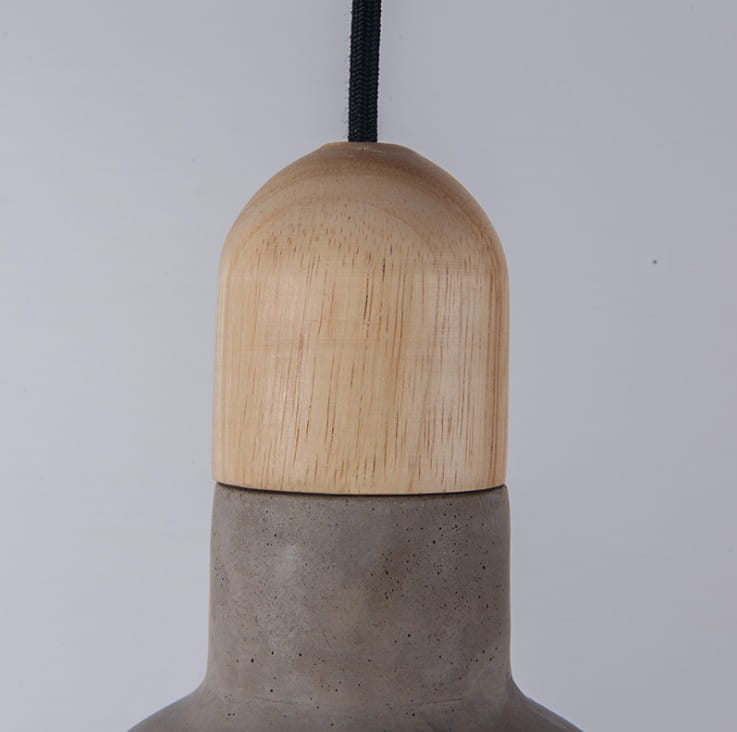 Betonghänglampa OLO med trädetaljer Ø 21 cm