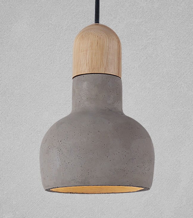 Betonghänglampa OLO med trädetaljer Ø 21 cm