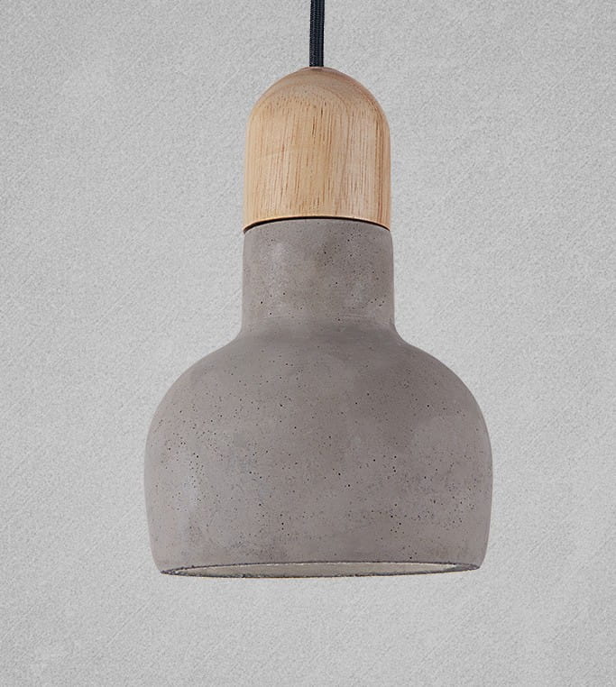 Betonghänglampa OLO med trädetaljer Ø 21 cm