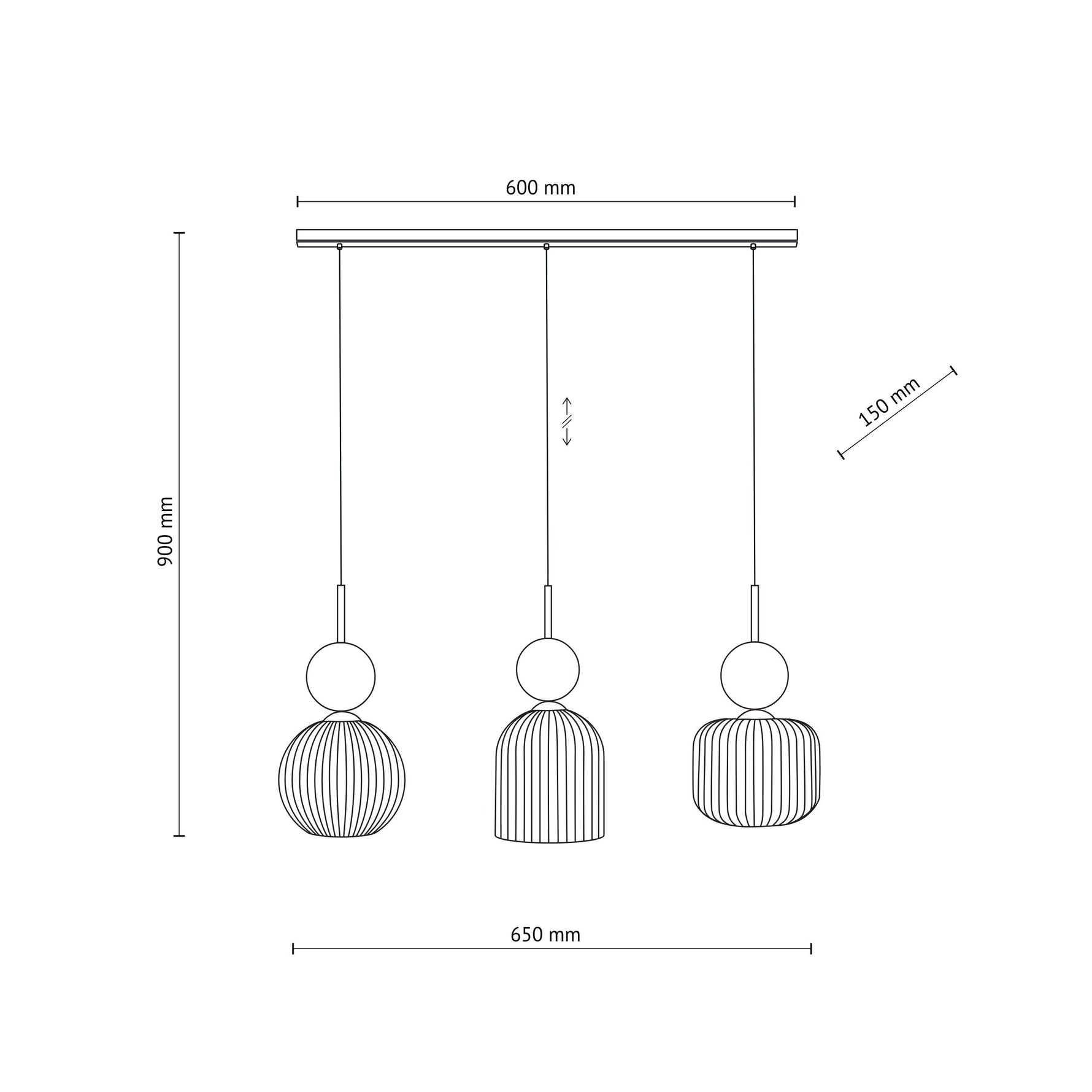 SOPHIA Grön Pendellampa 3×E14