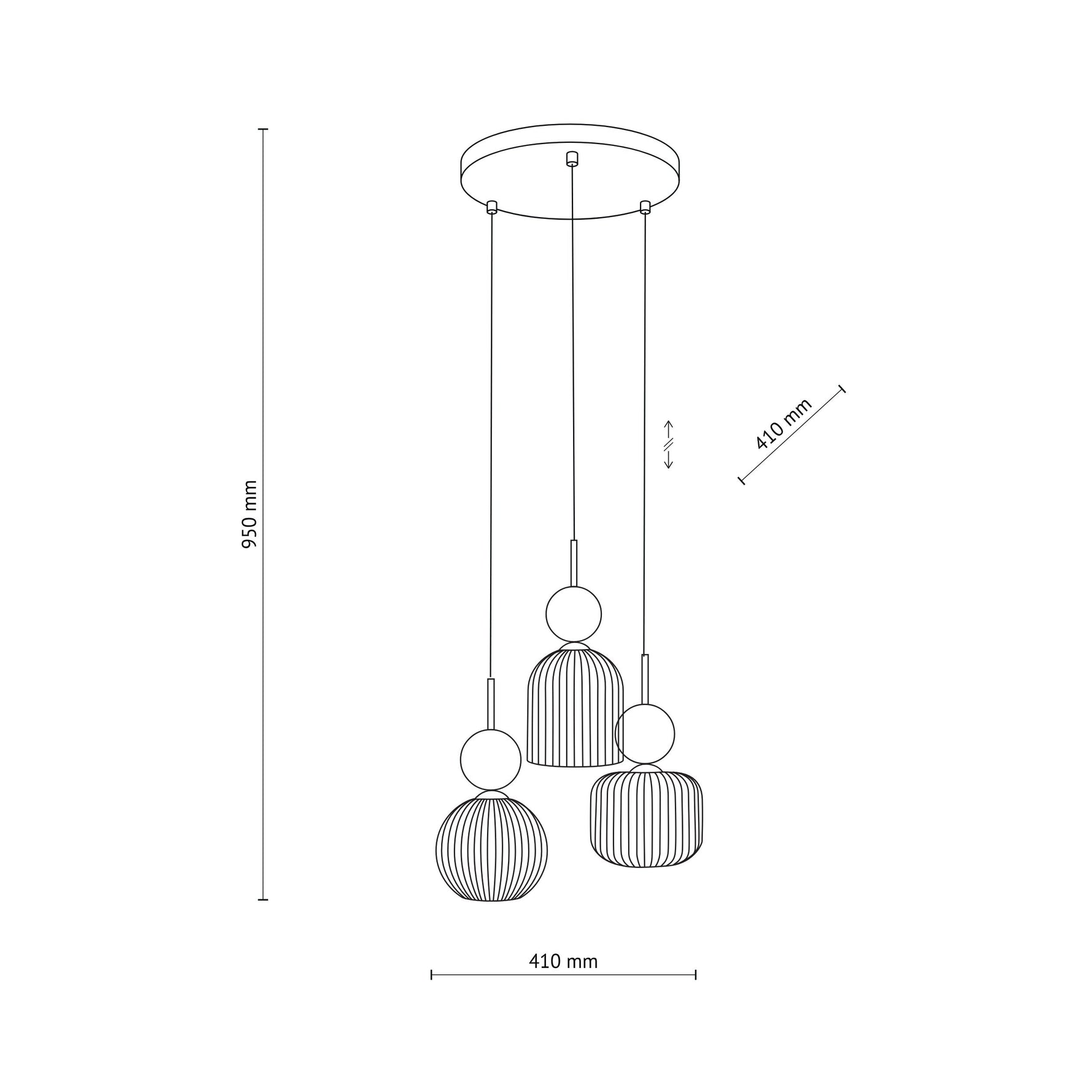 SOPHIA Grön Pendellampa rund 3×E14
