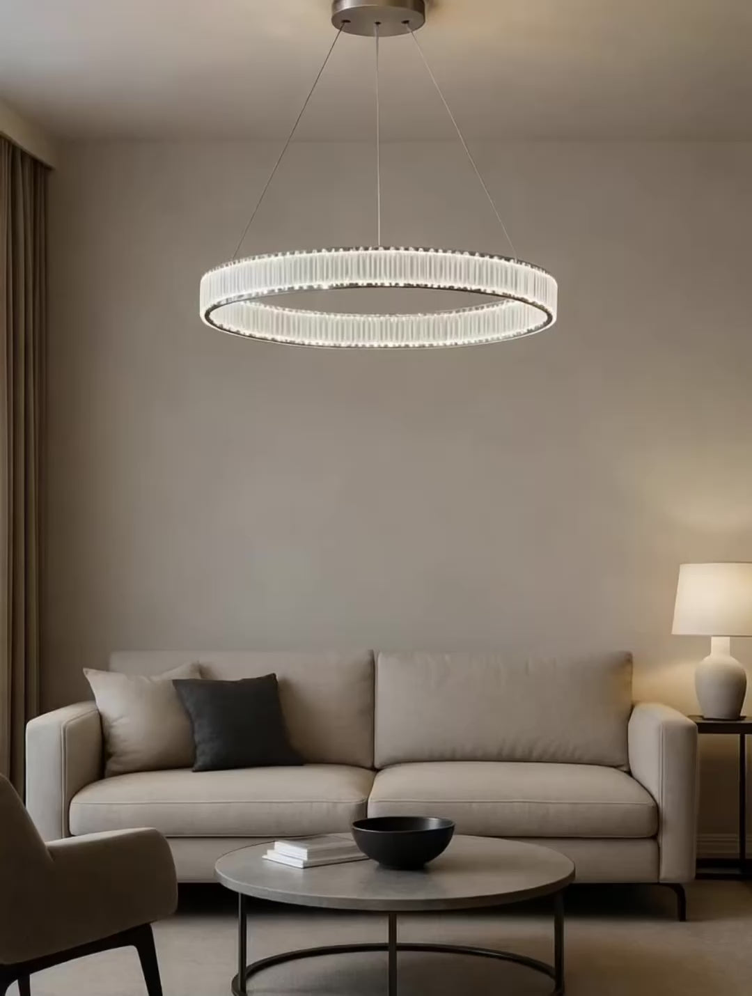 RING 60cm SILVER Krom Pendellampa